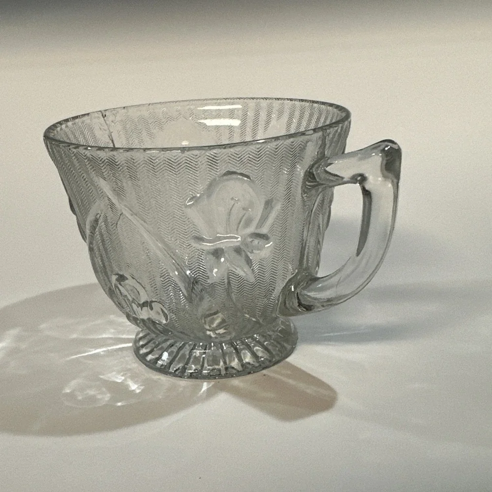 Vintage‎ Jeannette Iris & Herringbone Clear Glass Punch Cup Footed